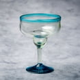 thumbnail image 3 of 10 Strawberry Street Aqua Rim Margarita Handblown Mexican Glass, Set of 6, 3 of 4