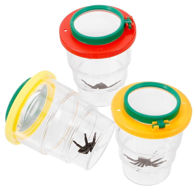 KAKOWELY magnifying box 3Pcs Insect Magnifier Box Magnifying Insect Box Magnifier Container Catcher Insect Observing Jar2.87"X2.87"X1.57"