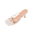 thumbnail image 2 of PiGOGI Women's Knot Detail Mules Open Toe Low Heel Non-Slip Comfortable Slide Sandals Summer White 5.5, 2 of 9