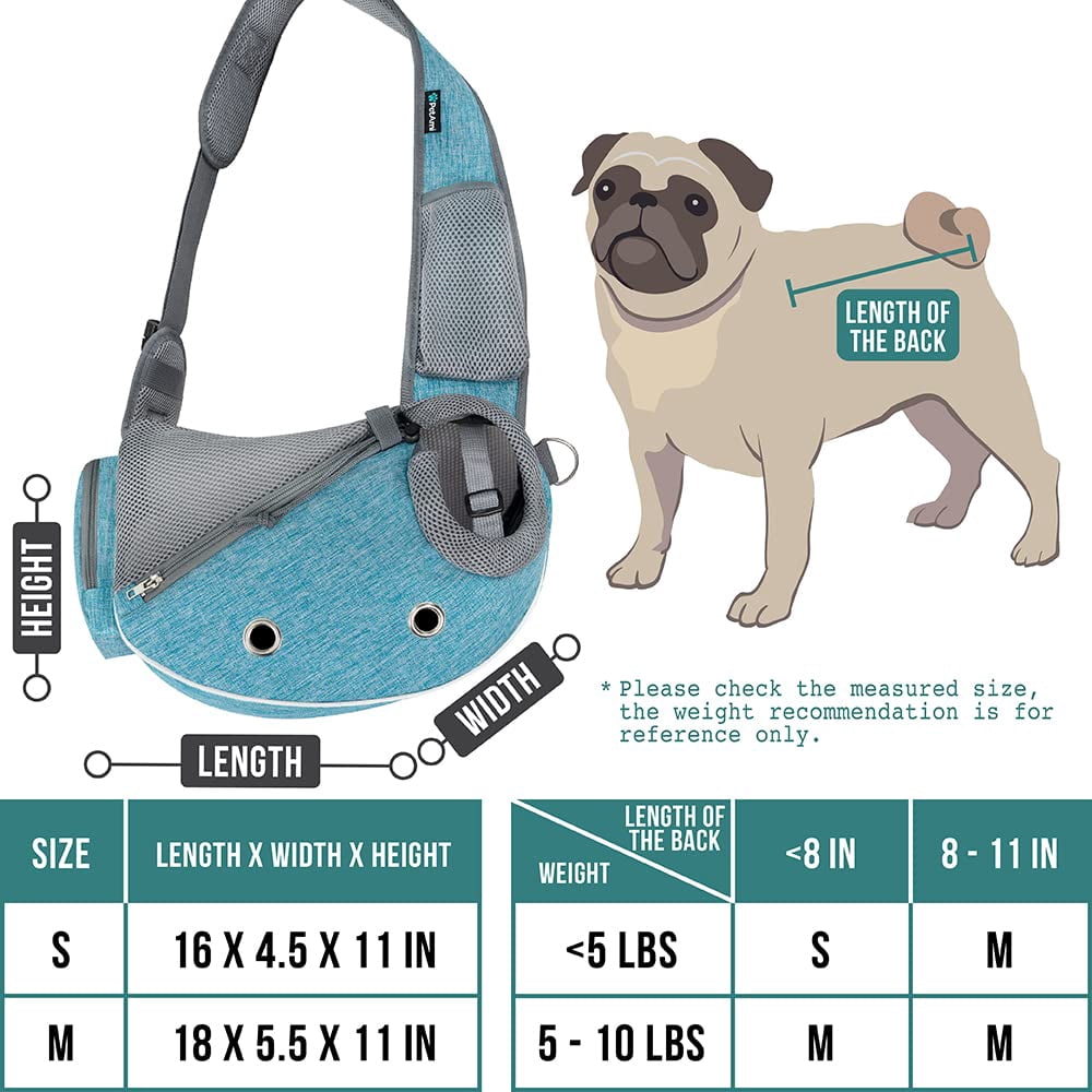 Dog Sling Carrier For Small Dogs  Puppy Purse Bags Traveling Carrying Bag To Wear Medium Cat Adjustable Crossbody Pet Travel Poop Dispenser Max 5 Lbs Blue