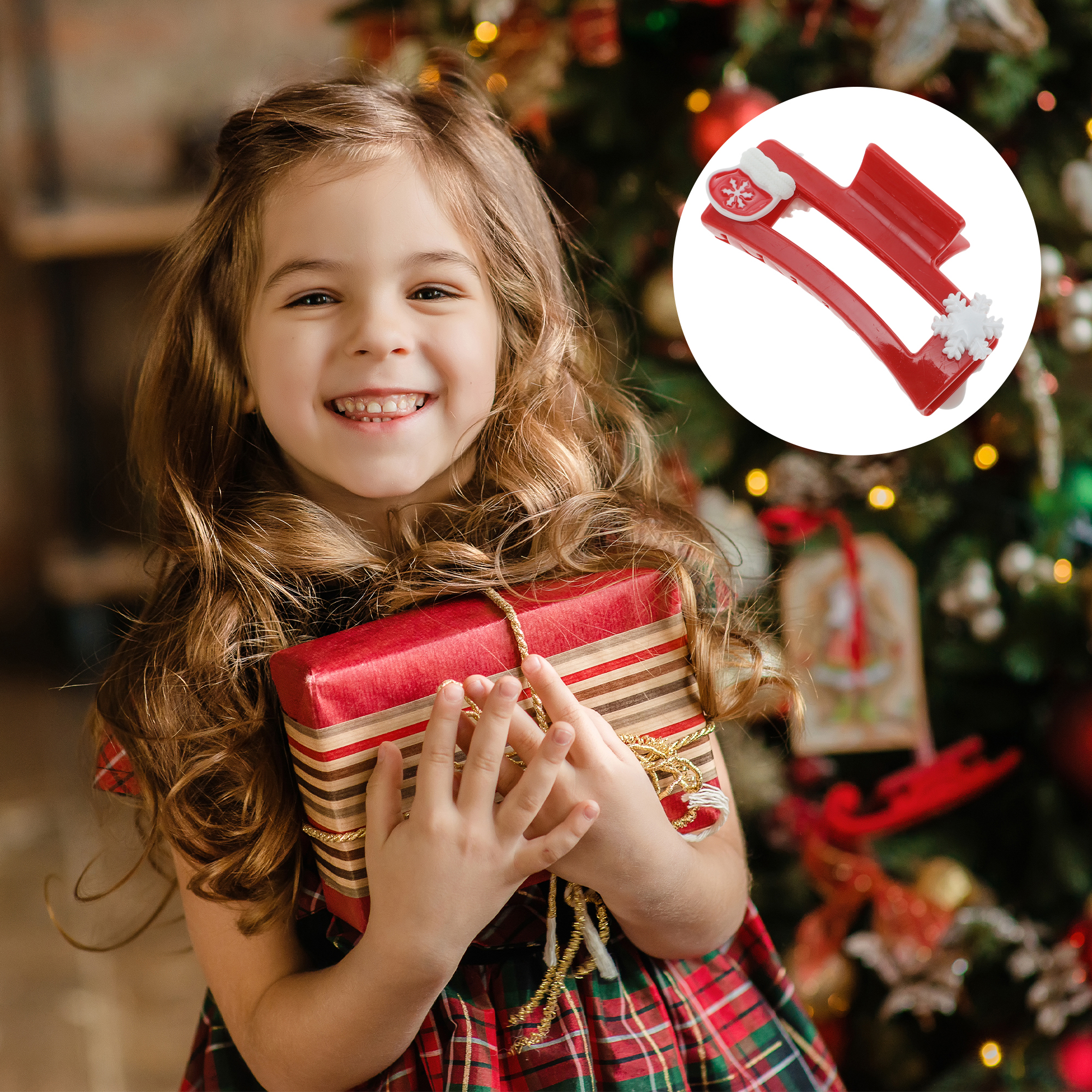 NOMADIC NOOK Christmas Hair Clips Square Fishbone Pine 3.35"x1.77"x1.57" Red Green 5 Pcs