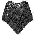 thumbnail image 4 of YTCAMLO Sequin Womens Tassels Poncho Top Dressy Hollow Out Shawl Capes for Party Festival See Through Cover Up Beachwear, 4 of 5