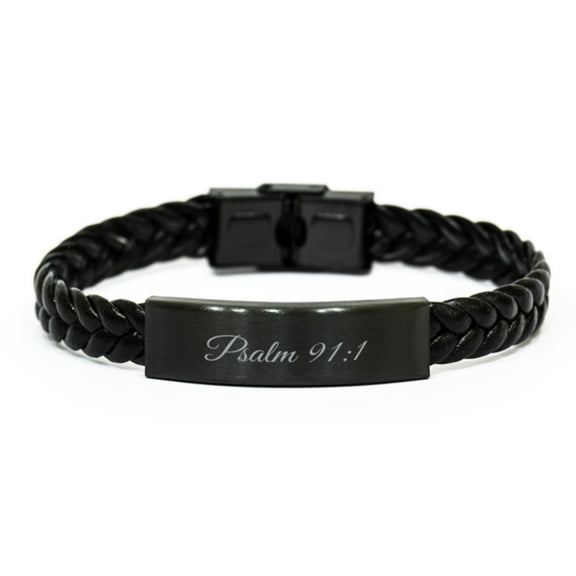 Psalm 91 1 Bracelet Braided Leather