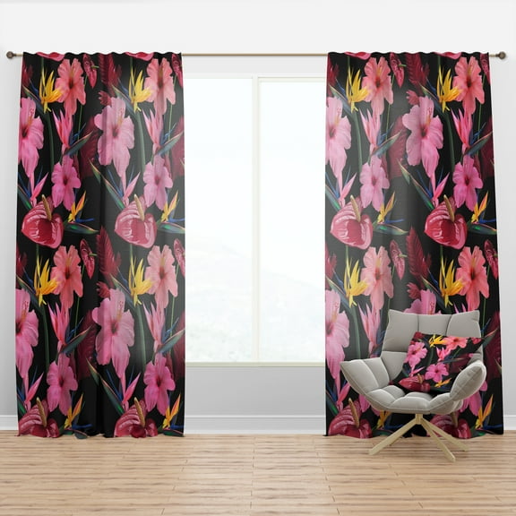 Designart 'Bituminous Bloom VIII' Tropical Curtain Panel
