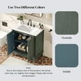 thumbnail image 3 of 30" Vintage Bathroom Vanity with Rectangle Ceramic Sink, Bathroom Vanity Cabinet with Antique knobs, Bathroom Storage Cabinet with Rubber Wood Legs and Adjustable shelves, Antique Teal (Blue Green), 3 of 7