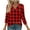 Red, variant on WTOBBY Women's V-Neck Casual Tunic Tops with 3/4 Sleeve, Loose Fit Basic Shirts, Striped Plaid Print Blouse for Fashion Comfort Everyday,Black L