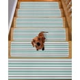 thumbnail image 2 of Concise Green Stair Treads Non Slip for Steps Gray White Stripe 4 Pcs Reusable Adhesive Stair Runner Mats for Dogs Elders Carpet Treads Rugs for Staircase 8x30 In, 2 of 7