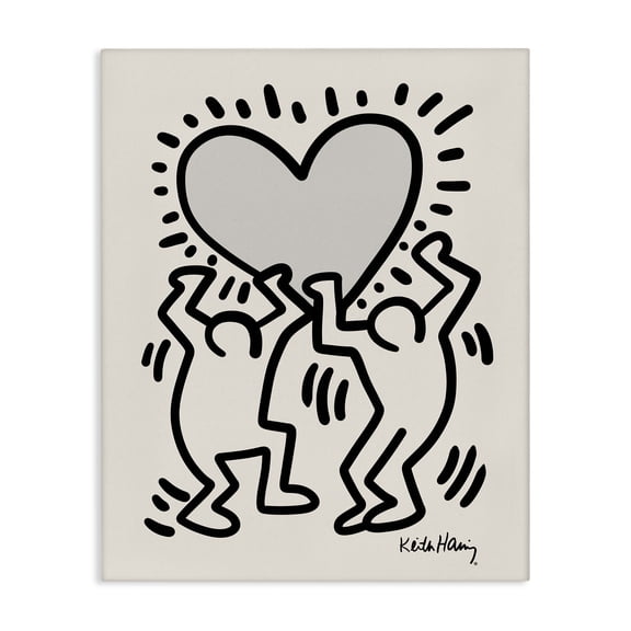 Stupell Industries Mid-Century Two People Holding Heart Outline Pop Style Canvas Art, 16 x 20, by Ros Ruseva