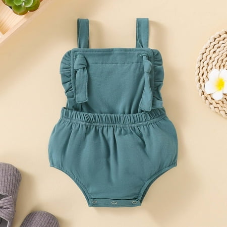 

CHGBMOK Clearance Toddler Baby Girls Boys Summer Solid Color Strap One-Piece Romper