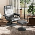thumbnail image 5 of Costway Reclining Chair with Ottoman Adjustable Backrest Padded Seat Footrest for Bedroom Gray, 5 of 10