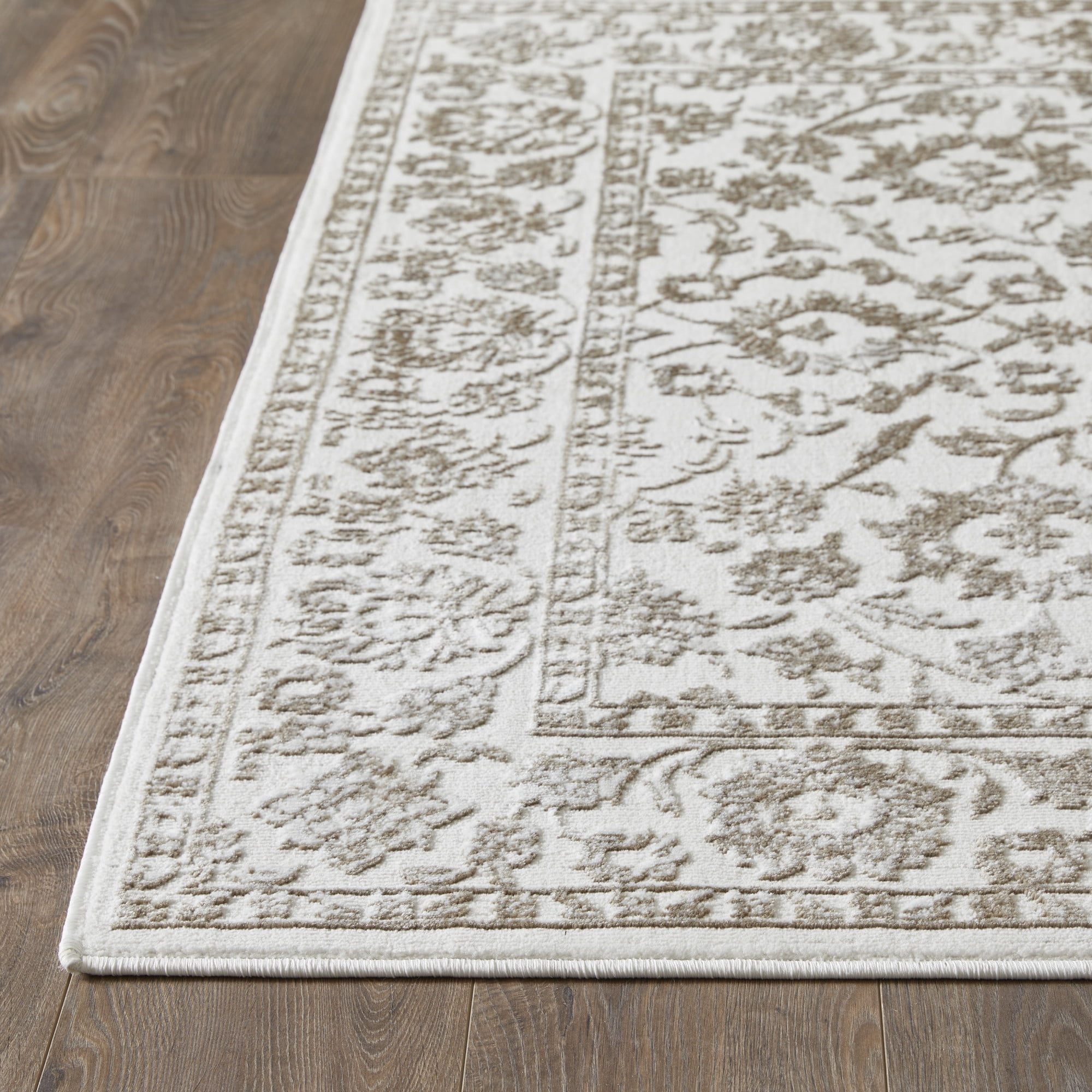 Loomaknoti Aysal Alazah 4' x 6' Cream Floral Indoor Area Rug
