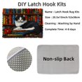 thumbnail image 3 of DIY Latch Hook Rug Kits Black and White Cat on Bookshelf Stamped Non-slip Mat Crochet Yarn Hook and Latch Emboridery Tapestry for Home Floor Decor and Pet Warm Cushion 52x38cm(4), 3 of 7