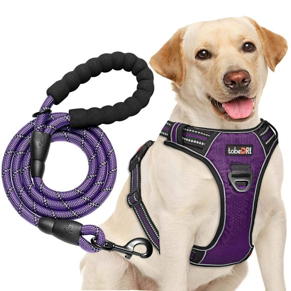 Arnés para perros TobedRi, ajustable, reflectante, sin tirones, color morado L