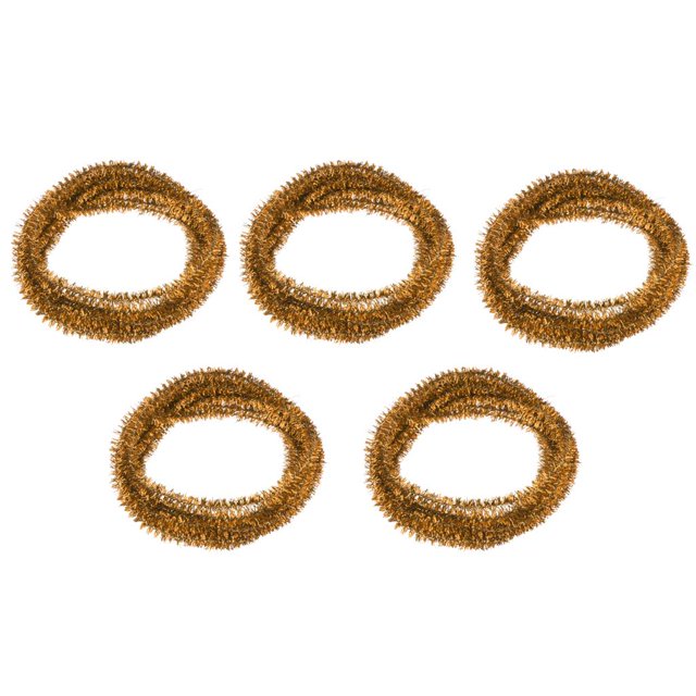 Paquete de 5 Casas Miniatura CUTICAT Decoración de árbol de Navidad Oropel Doradas 45cm Tinsel Garland Gold