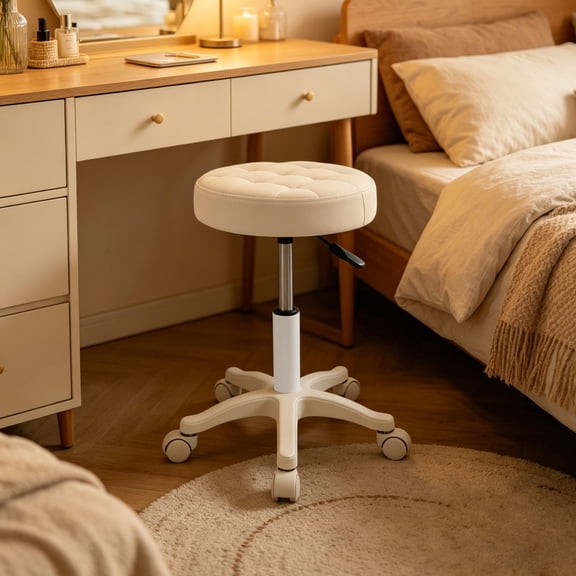 15"-21" Height Adjustable Bar Stool with Wheels, Rolling Stool 250 Lbs Capacity