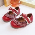 thumbnail image 2 of YunPes Girls Mary Jane Shoes Ruffle Gingham Lace Trim Flats Princess Shoes with Bowknot Ankle Strap Elegant Vintage Dress Shoes, 2 of 9