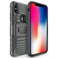 thumbnail image 2 of Case with Clip for iPhone Xs, Nakedcellphone Black Ring Grip Cover + Belt Hip Holster Stand [with Built-In Mounting Plate] for Apple iPhone X / Xs / 10 / 10s, 2 of 9