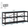 thumbnail image 5 of Rustic Industrial Console Table - 70.9" Long Entryway Table, 3-Tier Sofa Table with X-Back for Living Room, Hallway, Home Office - Durable MDF &amp; Steel, Rustic Brown, 5 of 7