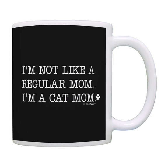ThisWear Cat Mom Gifts I'm a Cat Mom Mug Crazy Cat Lady Gifts Pet Lover Gifts Cat Coffee Mug Black