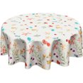 thumbnail image 1 of Watercolor Flowers Spring/Summer Tablecloth Orange Blue leaf Round Tablecloth 60 Inch Wild Flower Table Cloth for Farmhouse Kitchen Decor Polyester Spring Table Cover for Party Outdoor Camping, 1 of 1