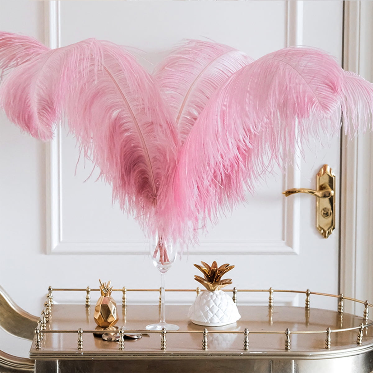 Marooma 20Pcs Pink Ostrich Feather,Natural Pink Ostrich Feathers Plume  Crafts Feathers Pink Soft Wall Art Crafts for Wedding Party Home Decoration  DIY