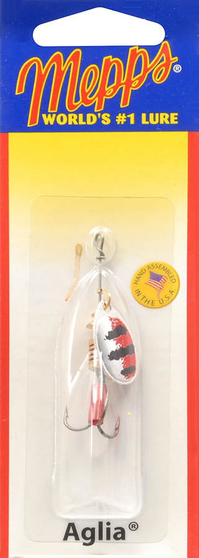 Mepps Aglia Plain Treble Hook Inline Spinner, 1/8 oz, Silver Red Black Stripe