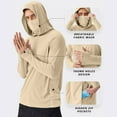 thumbnail image 6 of Ecqkame Mens Sunscreen Hoodie Tops Long Sleeve Lightweight Casual Solid Color Sport Top Pullover Workout Hooded Tops with Face Mask 01-Khaki XXXL, 6 of 8