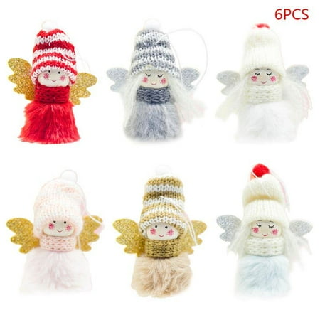 

TONKBEEY 6pcs/set Christmas Ornament Angel Plush Doll Xmas Tree Hanging Pendant Home Deco