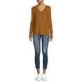 thumbnail image 2 of Time and Tru Women's Cozy Henley T-Shirt with Long Sleeves, 2 of 5