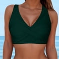 thumbnail image 2 of Quealent Women's Twist Front Bikini Top V Neck Push Up Padded Swimsuit Top Bathing Suits (Dark Green,L), 2 of 5