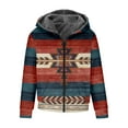 thumbnail image 4 of Aztec Print Fleece Jacket Men,Mens Fleece Lined Hoodie Jacket Casual Zipper Thicken Coats Winter Warm Quilted Jackets Hooded Thermal Outdoor Coat, 4 of 7