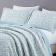 thumbnail image 3 of Chezmoi Collection Ivy Floral Medallion Quilt Set King Size, 3-Piece Blue/White Floral Printed Pre-Washed Reversible Microfiber Bedspread Set, 3 of 9