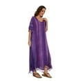 thumbnail image 4 of Beautybatik Purple Women Stripe Caftan Kaftan Loungewear Maxi Plus Size Long Dress 1X, 4 of 6