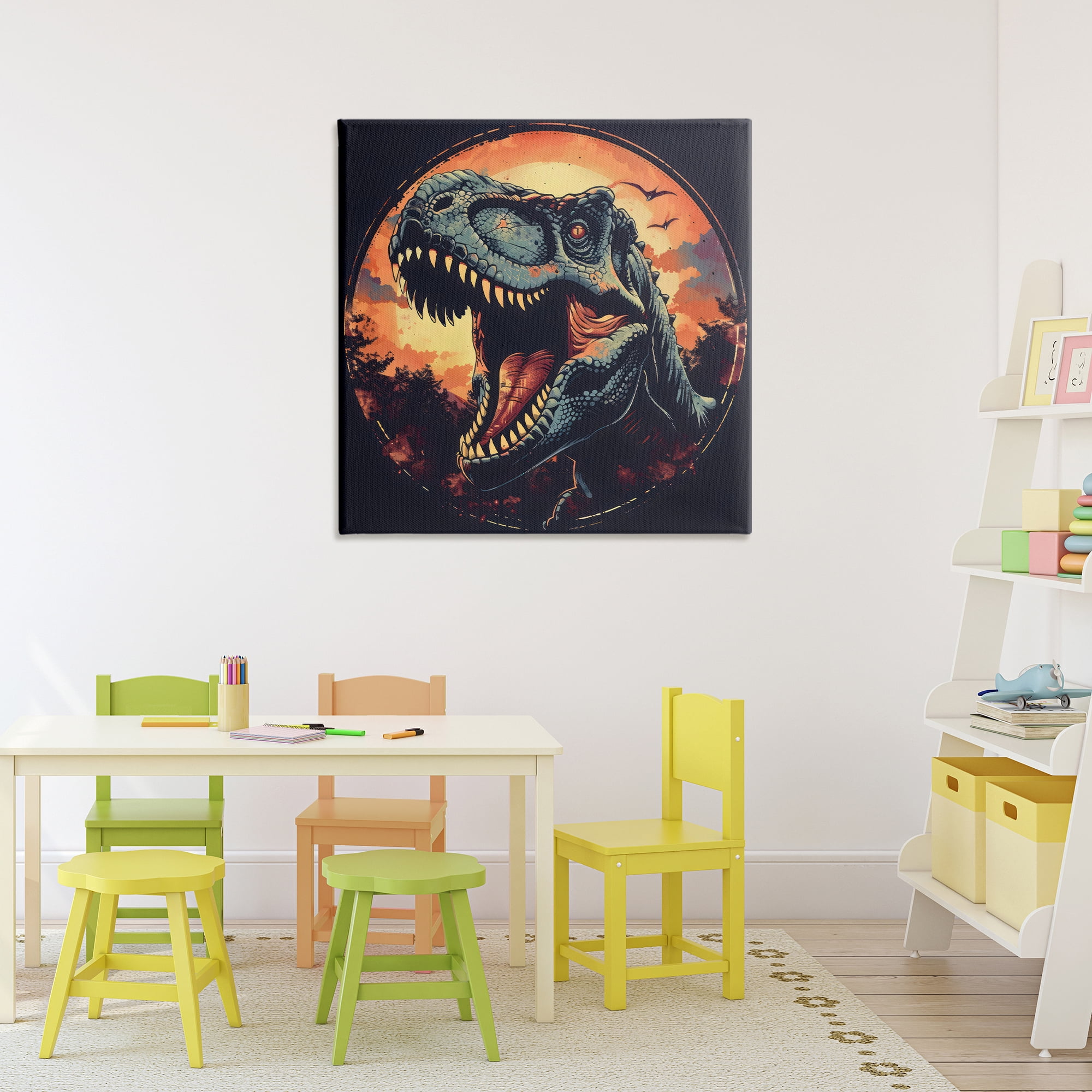 Stupell Industries Ancient Dino Roaring at Sunset Canvas Wall Art, design by Creative Studio