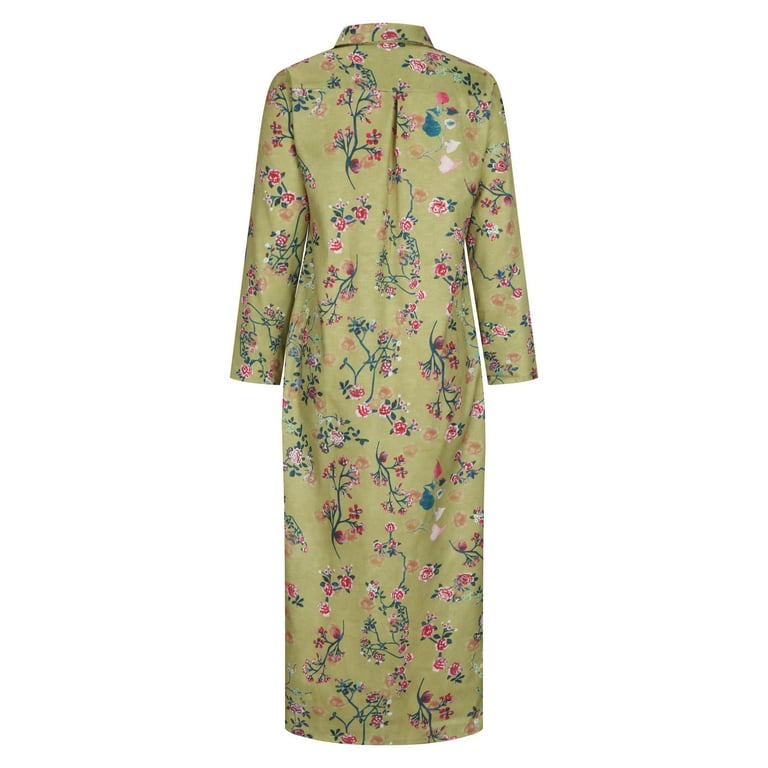 HAPIMO Women's Maxi Shirt Dress with Pocket Clearance Floral