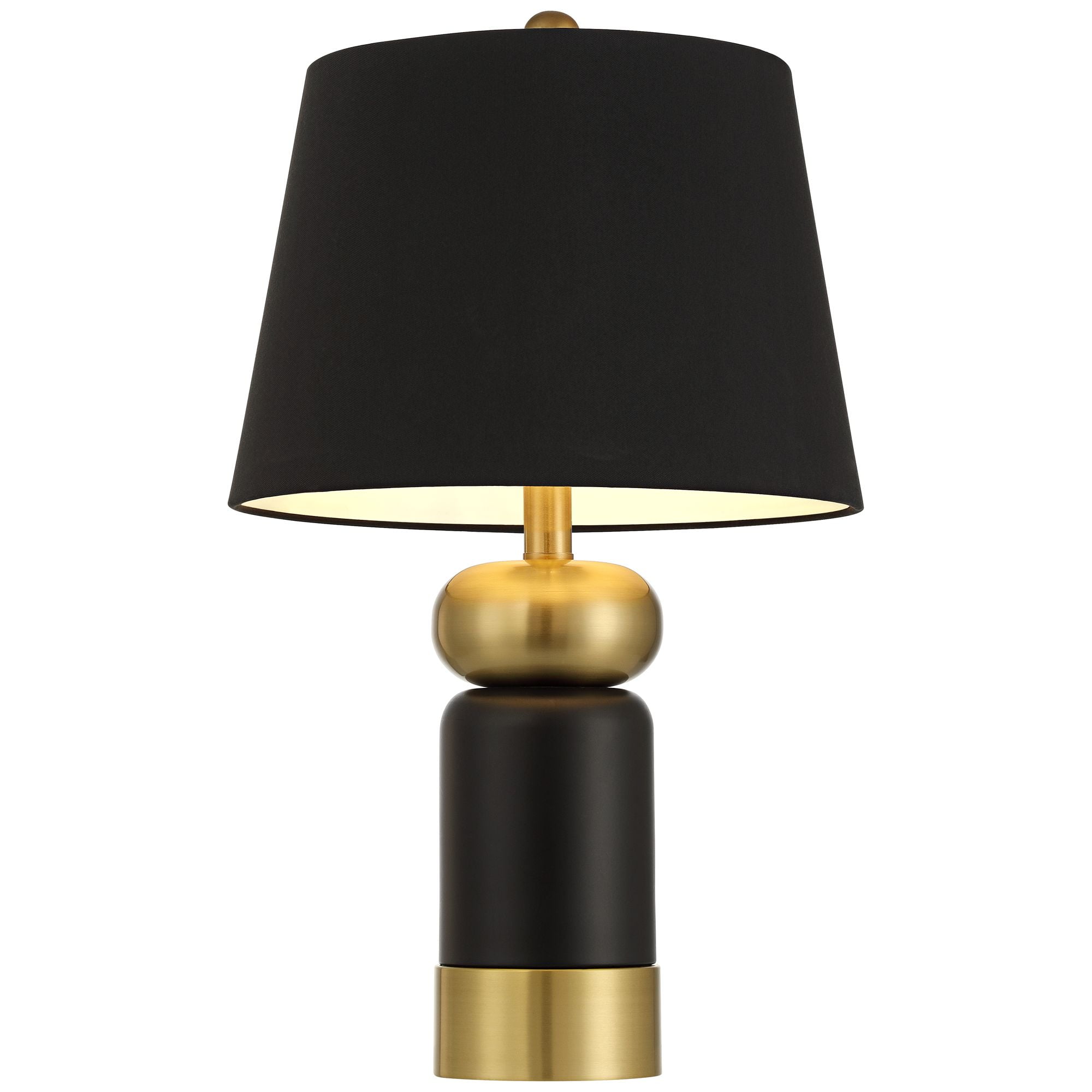 360 Lighting Anthem 21 3/4" High Small Modern Accent Table Lamp Black Brass Finish Metal Single Black Shade Living Room Bedroom