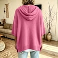 thumbnail image 6 of Sheghy Cute Hoodies for Women Women Drawstring Hooded Collar 3/4 Sleeve Solid Oversized Loose Ribbed Hem Knitted Sweater Top Pink XXXXL, 6 of 6