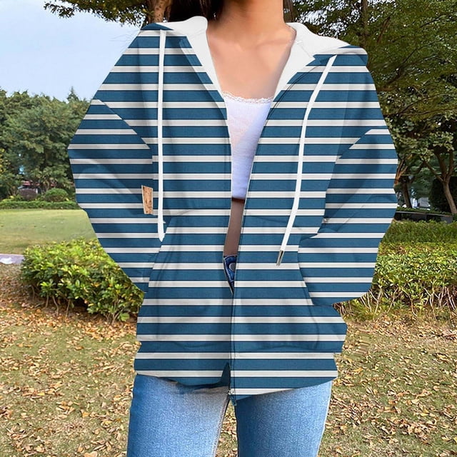 Chandails à Capuche Zippés pour Femmes Rabais de 50 % en Liquidation Chandail à Capuche Décontracté Imprimé à Fermeture Éclair à Manches Longues Veste Haut