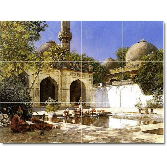 Ceramic Tile Mural-Edwin Weeks City Backsplash Tile Mural 29. 17" w x 12.75" h using (12) 4.25 x 4.25 ceramic tiles