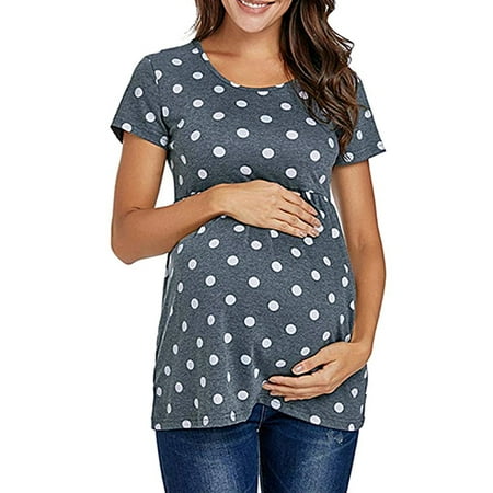 

Maternity Clothes Womens Maternity Casual Short Sleeve Dot Print T Shirt Tops Pregnant Tunic Blouse