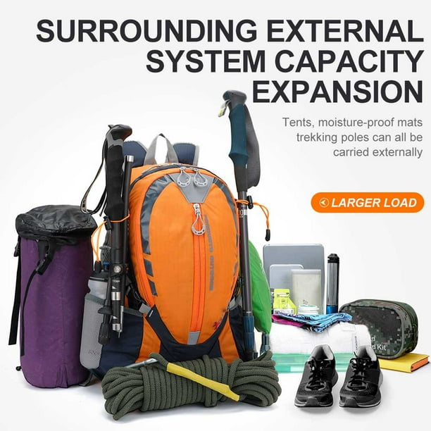 Women Men 25L Outdoor Backpack Camping Organizer Zipper Closure Backpacking Trekking Travel Rucksack Bag Mountaineering Climbing Pack Zipper Strap Walmart