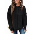 thumbnail image 3 of Women Oversized Sweaters Batwing Long Sleeve Fall Outfits Crewneck Casual Knit Side Slit Pullover Top, 3 of 8