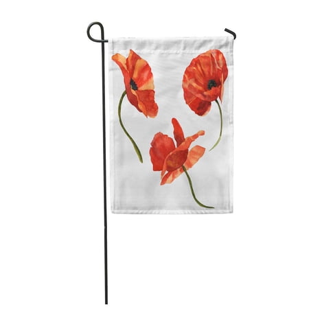 SIDONKU Wildflower Poppy Flower in Watercolor Full Name of The Garden Flag Decorative Flag House Banner 28x40 inch