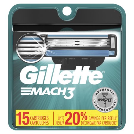 Gillette Mach3 Mens Razor Blade Refill Cartridges, 15 ct