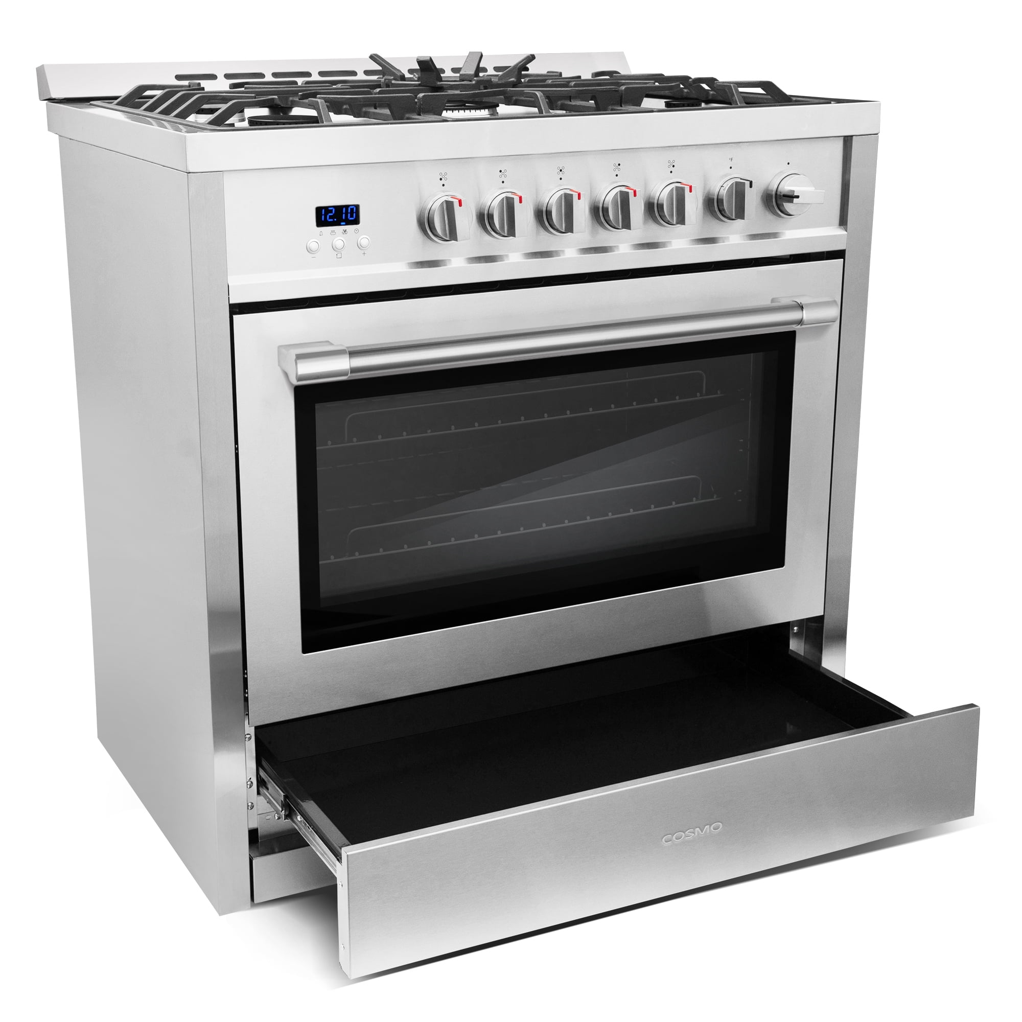 36 in. 3.8 cu. ft. Single Oven Gas Range with 5 Burner Cooktop and Smooth Grip Handle in Stainless Steel
