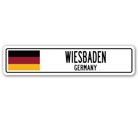 WIESBADEN, GERMANY Street Sign German flag city country road wall