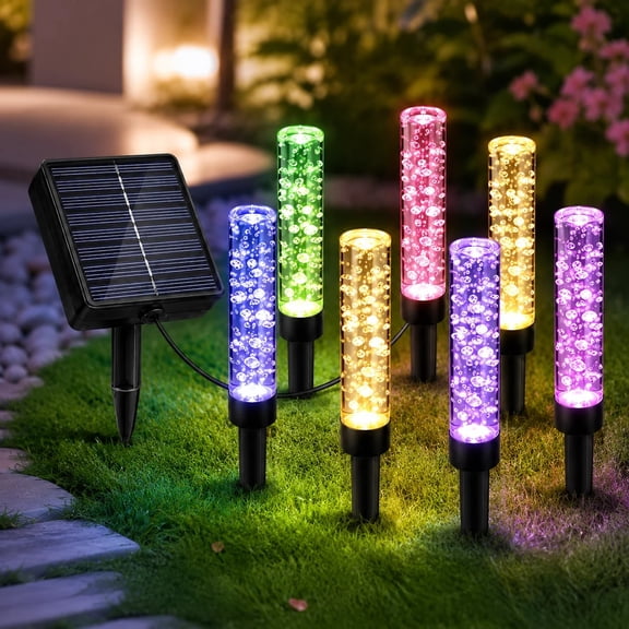 Solar Garden Lights Bubble Stick Pathway Stake Lights 10/20LED White Warm Multicolor for Lawn Patio Yard Christmas Decor