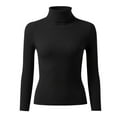 thumbnail image 4 of Bibifish Womens Sweaters Soft Ribbed Pullover Turtleneck Pullover Tops Elegant Plain Knitted Slim Fit Long Sleeve Autumn Winter Basic Sweaters, 4 of 4