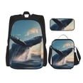 thumbnail image 1 of Easygdp Dancing Whale Mochila para Niños y Niñas con Set de Caja de Almuerzo y Estuche para Lápices 3 en 1, Mochila Escolar Estampada para Adolescentes, 1 of 7