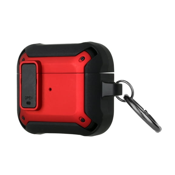 For Airpods 12 Switch Closure Premium Ultra Shockproof Hybrid With Metal Hook Case Cover - Blackred